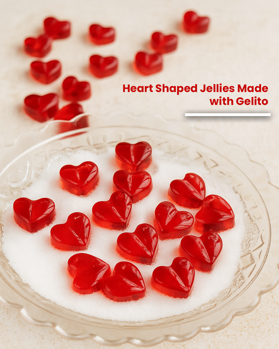Heart-Shaped Jellies Made with Unflavoured Gelatin