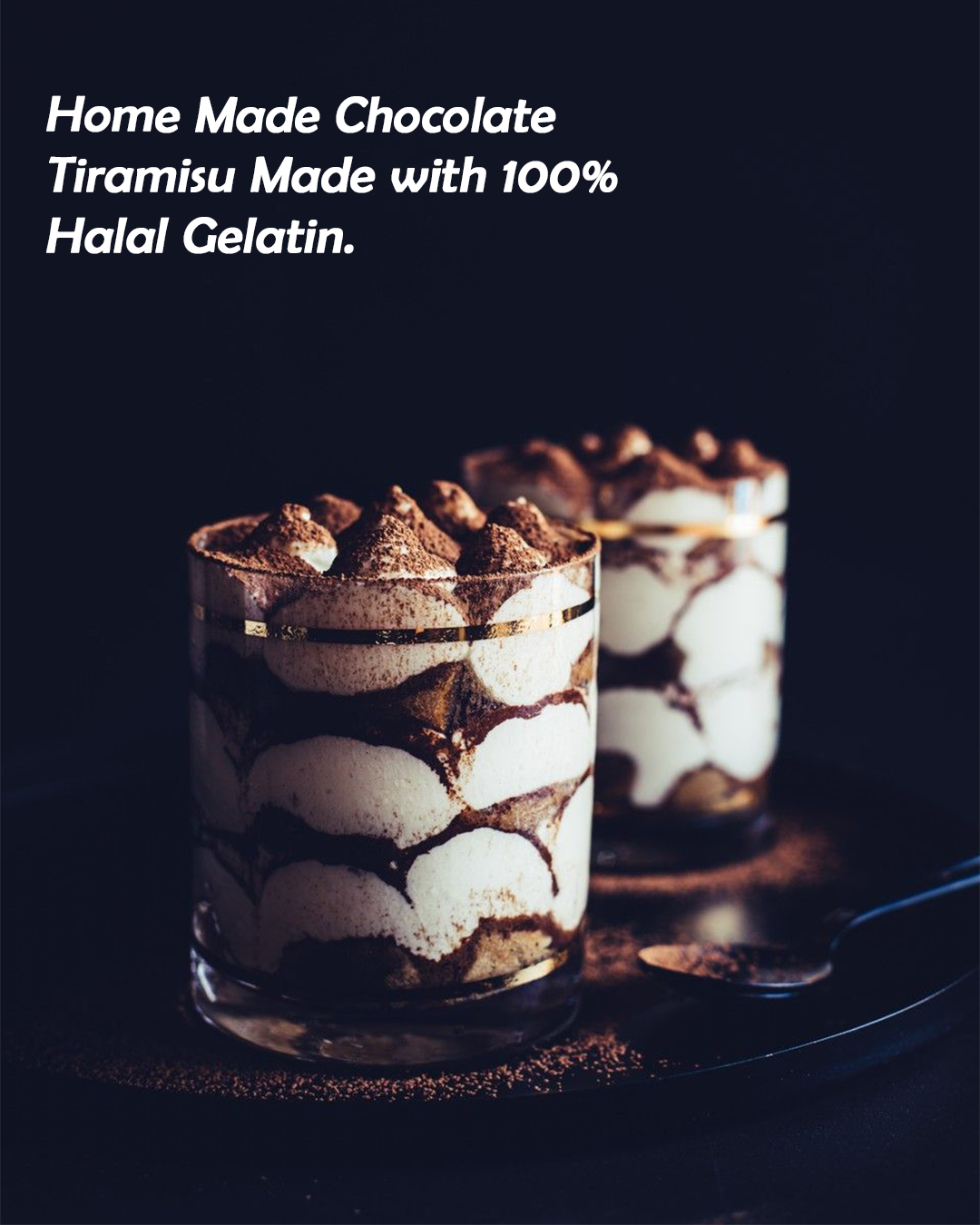 Homemade Chocolate Tiramisu Recipe with 100% Halal Gelatin
